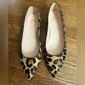Pointed-Toe Flats in Leopard Calf Hairstyle (L3368)